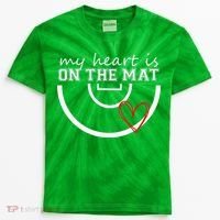 Wrestling My Heart Is On Mat Mom Wrestle Cricut Kids Tie-Dye T-Shirt thumb 0