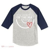 Wrestling My Heart Is On Mat Mom Wrestle Cricut Kids Colorblock Raglan Jersey thumb 0