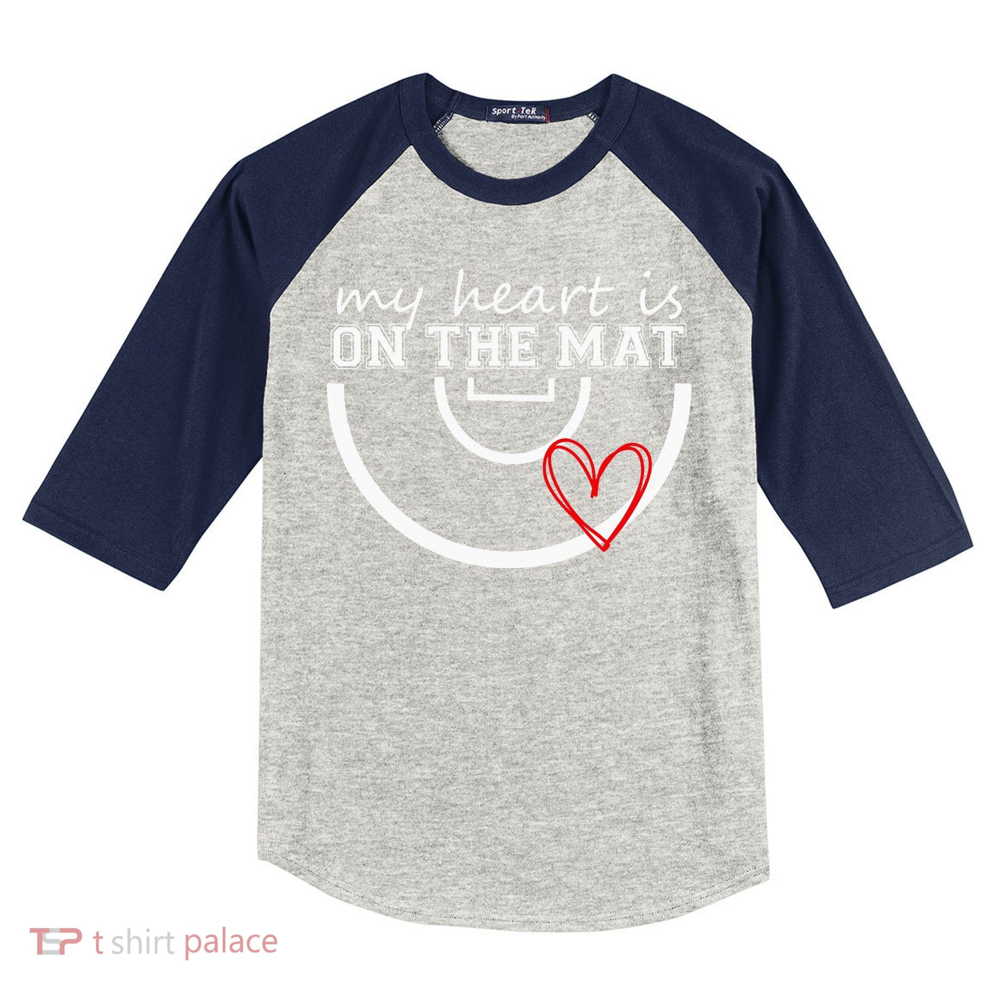 Wrestling My Heart Is On Mat Mom Wrestle Cricut Kids Colorblock Raglan Jersey