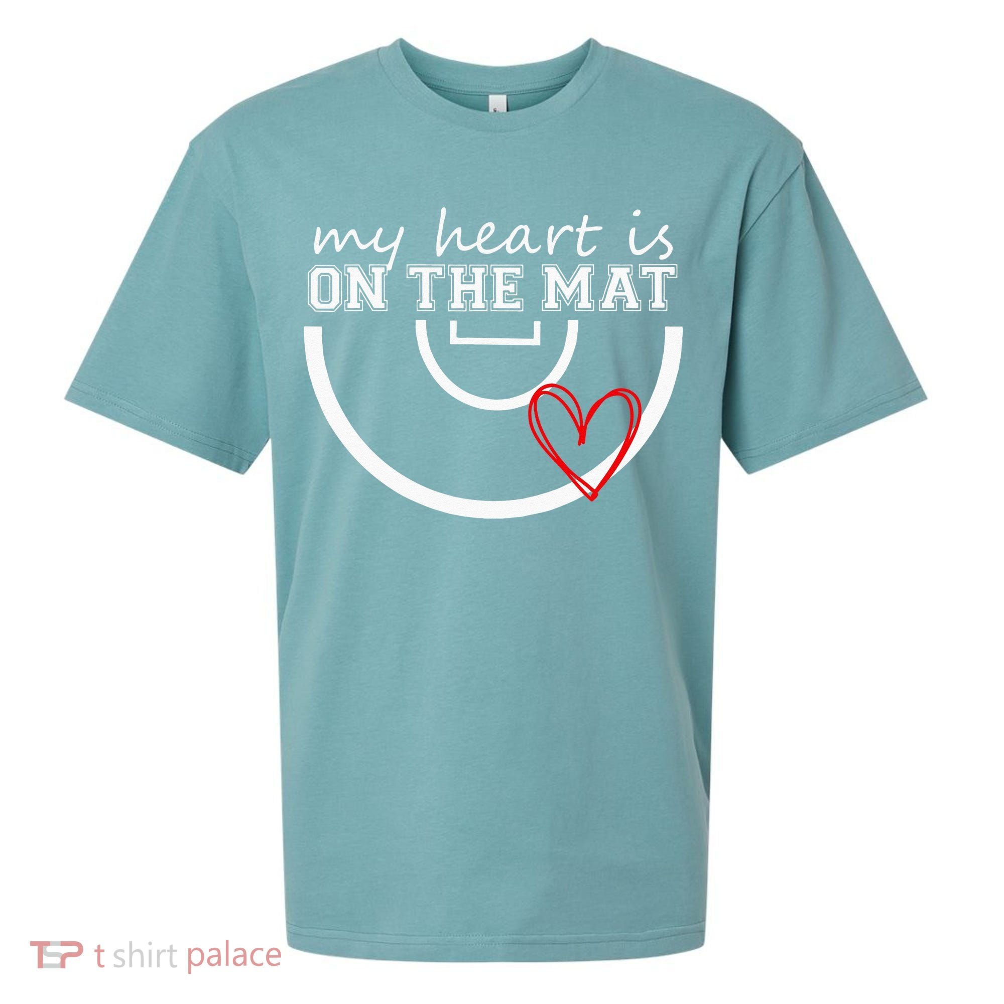 Wrestling My Heart Is On Mat Mom Wrestle Cricut Sueded Cloud Jersey T-Shirt