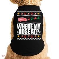 Where My Hose At? Firefighter Ugly Christmas Sweater Meme Cool Gift Doggie Tank thumb 0