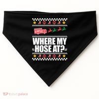 Where My Hose At? Firefighter Ugly Christmas Sweater Meme Cool Gift USA-Made Doggie Bandana thumb 0
