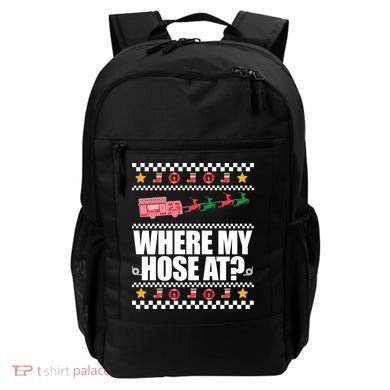 Where My Hose At? Firefighter Ugly Christmas Sweater Meme Cool Gift Backpack