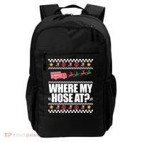 Where My Hose At? Firefighter Ugly Christmas Sweater Meme Cool Gift Backpack thumb 0