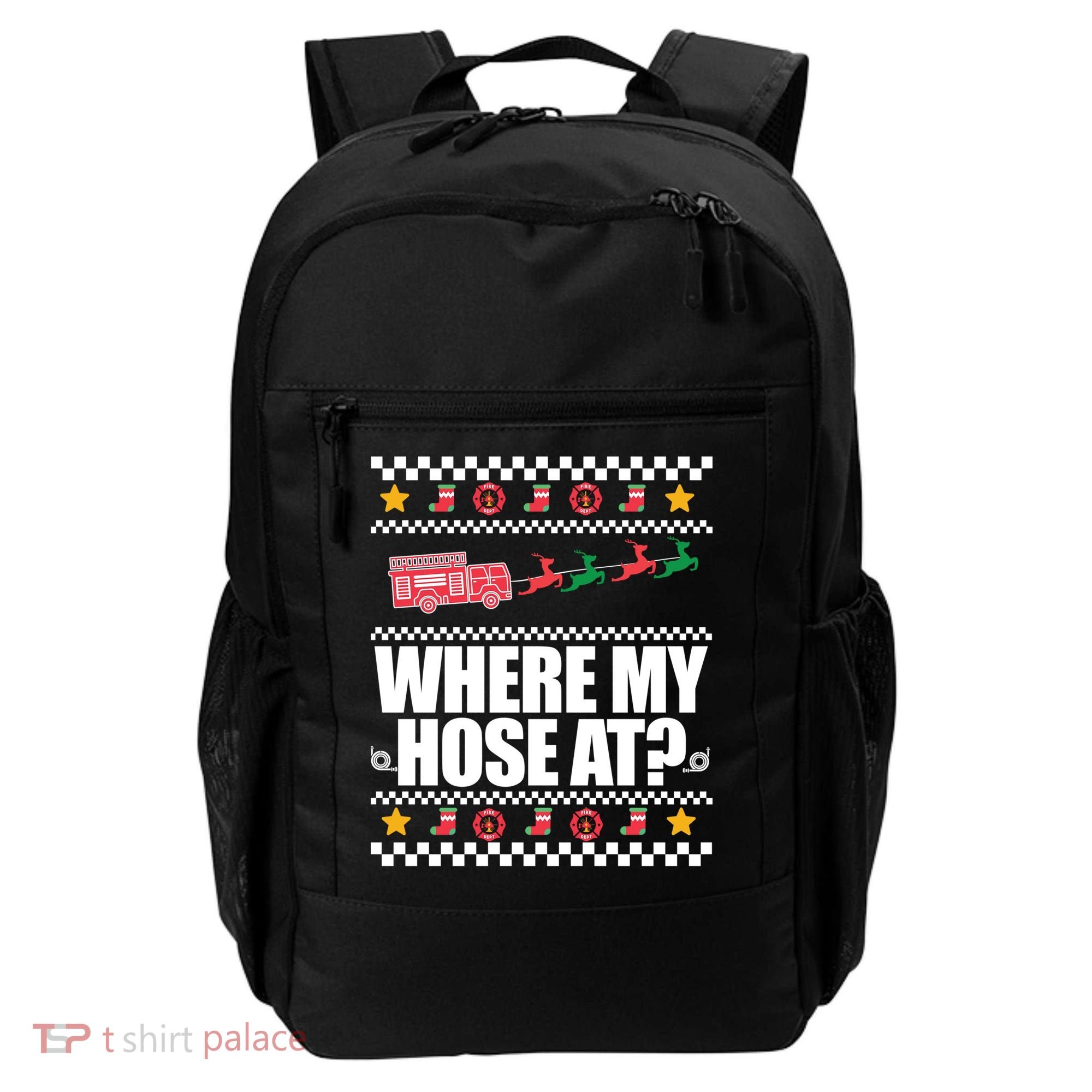 Where My Hose At? Firefighter Ugly Christmas Sweater Meme Cool Gift Backpack