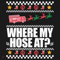 Where My Hose At? Firefighter Ugly Christmas Sweater Meme Cool Gift Women's Hoodie thumb 2