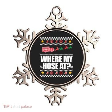 Where My Hose At? Firefighter Ugly Christmas Sweater Meme Cool Gift Ornament