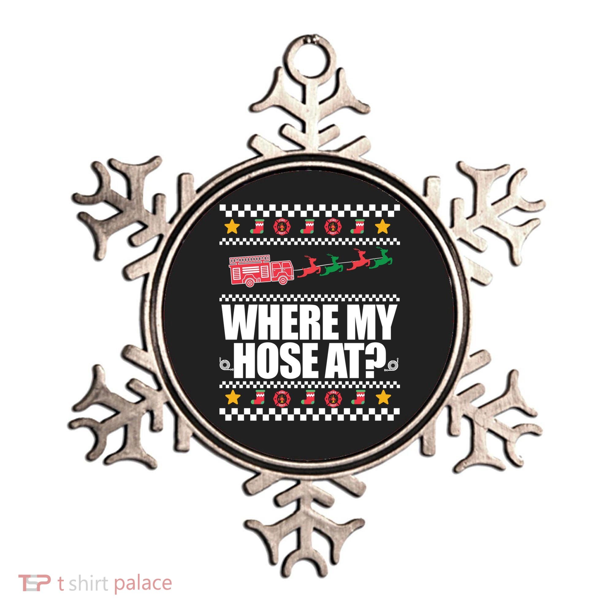 Where My Hose At? Firefighter Ugly Christmas Sweater Meme Cool Gift Ornament