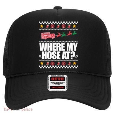 Where My Hose At? Firefighter Ugly Christmas Sweater Meme Cool Gift Hat