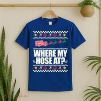 Where My Hose At? Firefighter Ugly Christmas Sweater Meme Cool Gift T-Shirt thumb 2
