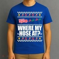 Where My Hose At? Firefighter Ugly Christmas Sweater Meme Cool Gift T-Shirt thumb 3