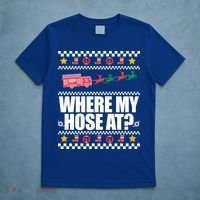 Where My Hose At? Firefighter Ugly Christmas Sweater Meme Cool Gift T-Shirt thumb 5