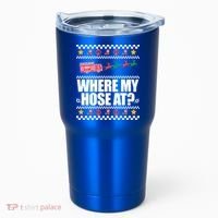 Where My Hose At? Firefighter Ugly Christmas Sweater Meme Cool Gift Tumbler thumb 0