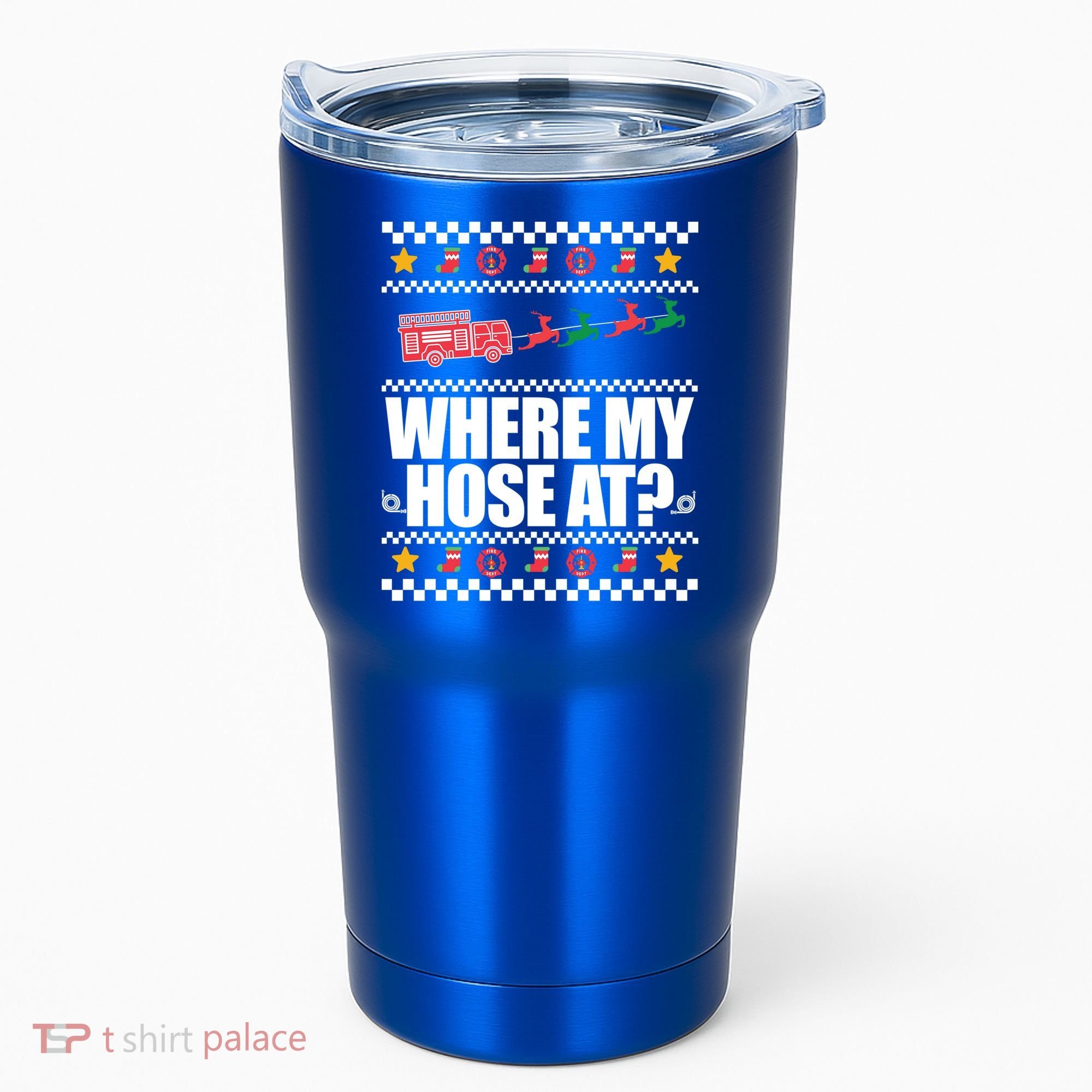 Where My Hose At? Firefighter Ugly Christmas Sweater Meme Cool Gift Tumbler