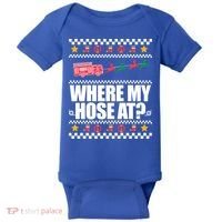Where My Hose At? Firefighter Ugly Christmas Sweater Meme Cool Gift Baby Bodysuit thumb 0