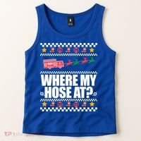 Where My Hose At? Firefighter Ugly Christmas Sweater Meme Cool Gift Tank Top thumb 2