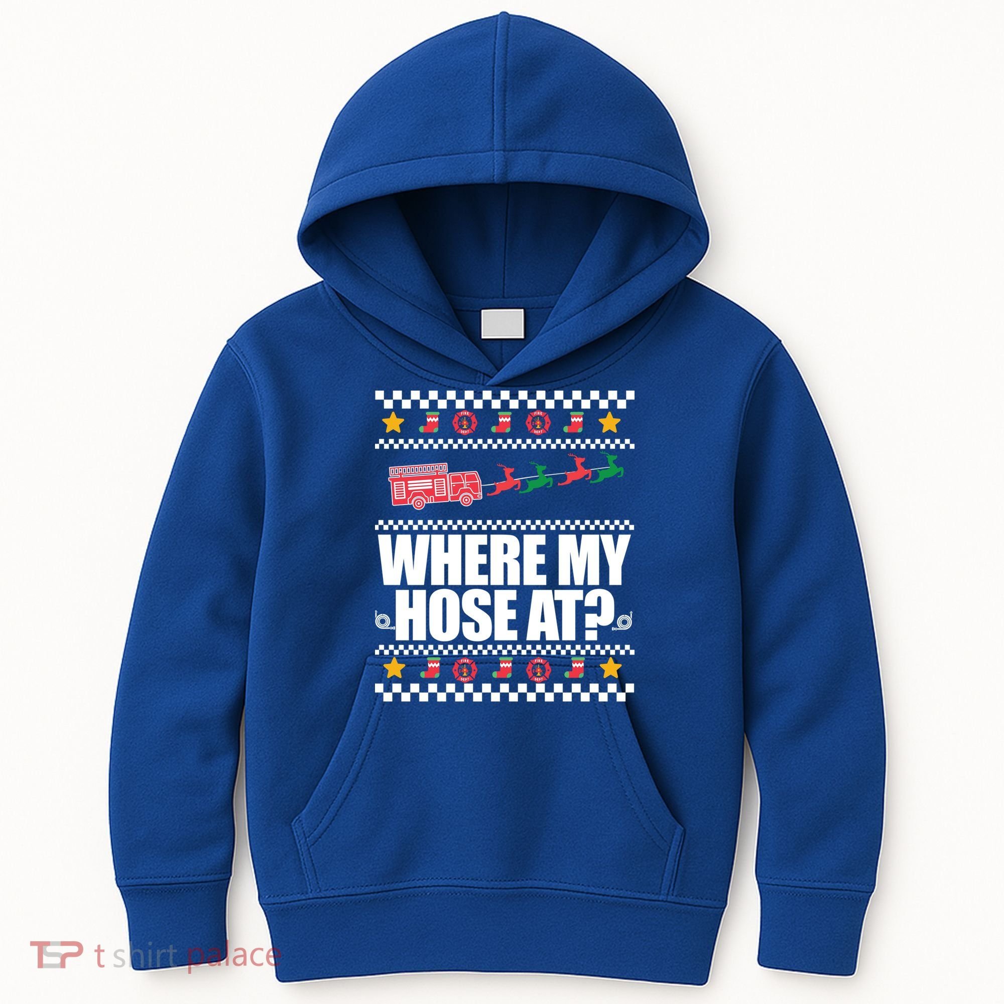 Where My Hose At? Firefighter Ugly Christmas Sweater Meme Cool Gift Kids Hoodie
