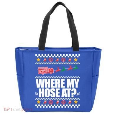 Where My Hose At? Firefighter Ugly Christmas Sweater Meme Cool Gift Tote Bag