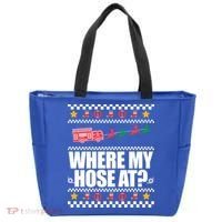 Where My Hose At? Firefighter Ugly Christmas Sweater Meme Cool Gift Tote Bag thumb 0
