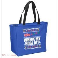 Where My Hose At? Firefighter Ugly Christmas Sweater Meme Cool Gift Tote Bag thumb 2