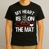 Wrestler My Heart Is On The Mat Wrestling Mom Funny Gift T-Shirt thumb 3