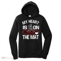 Wrestler My Heart Is On The Mat Wrestling Mom Funny Gift Women's Hoodie thumb 0
