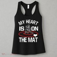 Wrestler My Heart Is On The Mat Wrestling Mom Funny Gift Women's Tank Top thumb 3