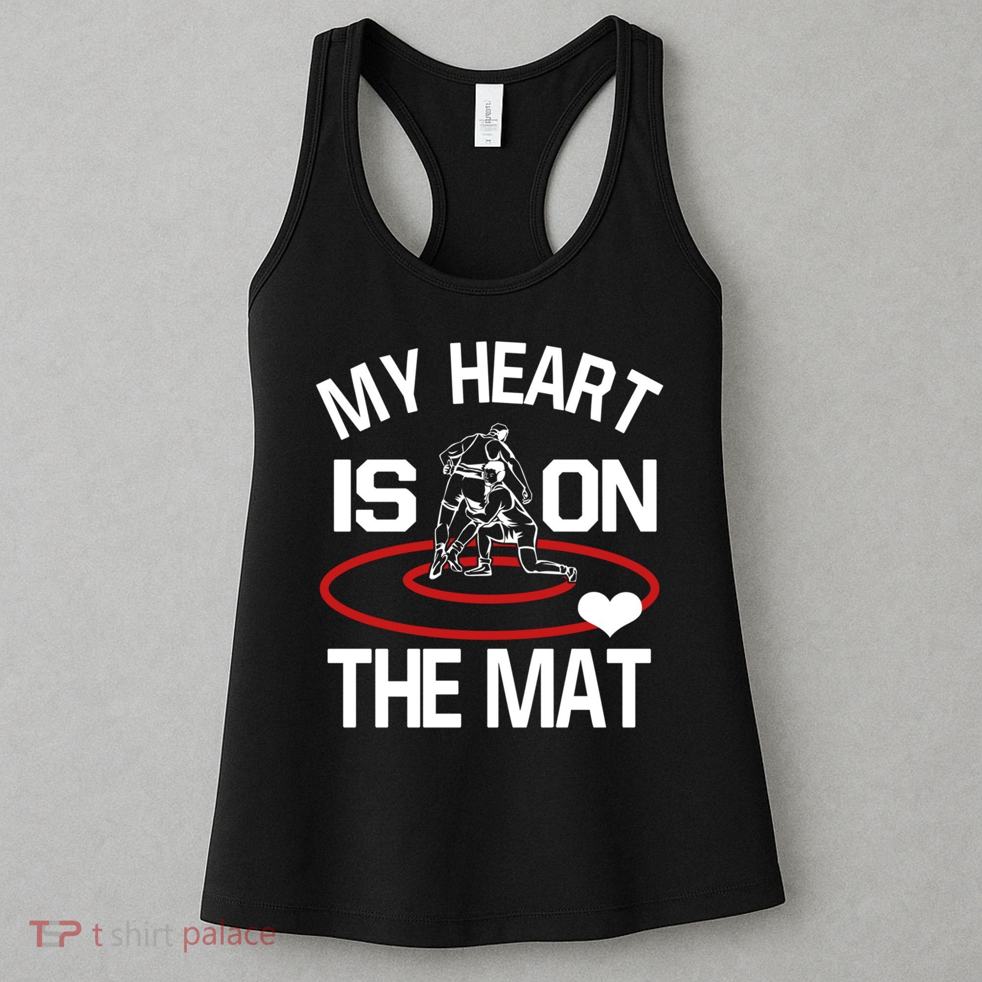 Wrestler My Heart Is On The Mat Wrestling Mom Funny Gift Women's Tank Top