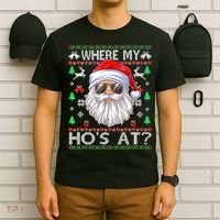 Where My Hos At Christmas Santa Adult Humor Funny Santa Ugly T-Shirt thumb 6