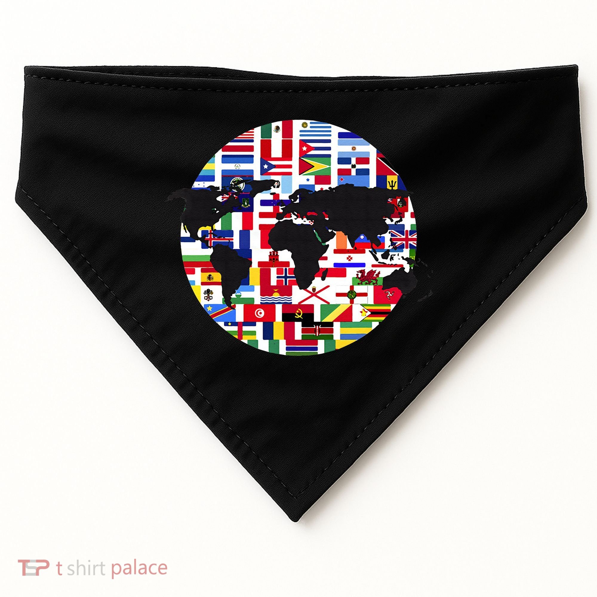 World Map International Country Flags Traveling World Flags USA-Made Doggie Bandana