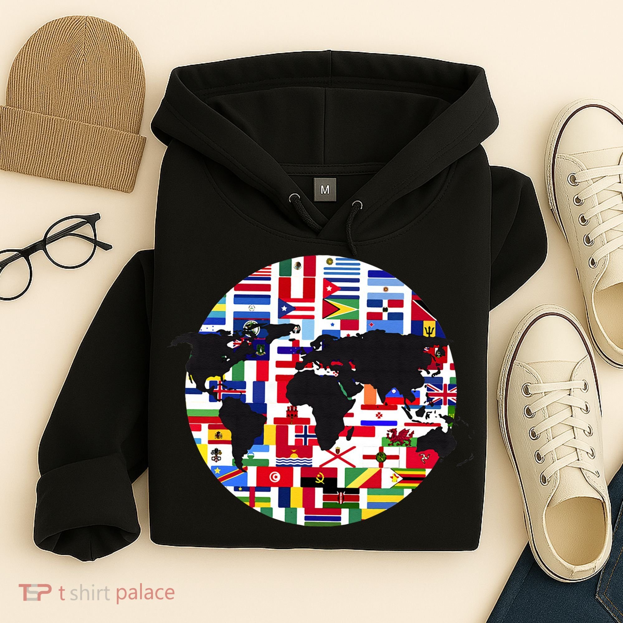 World Map International Country Flags Traveling World Flags Hoodie