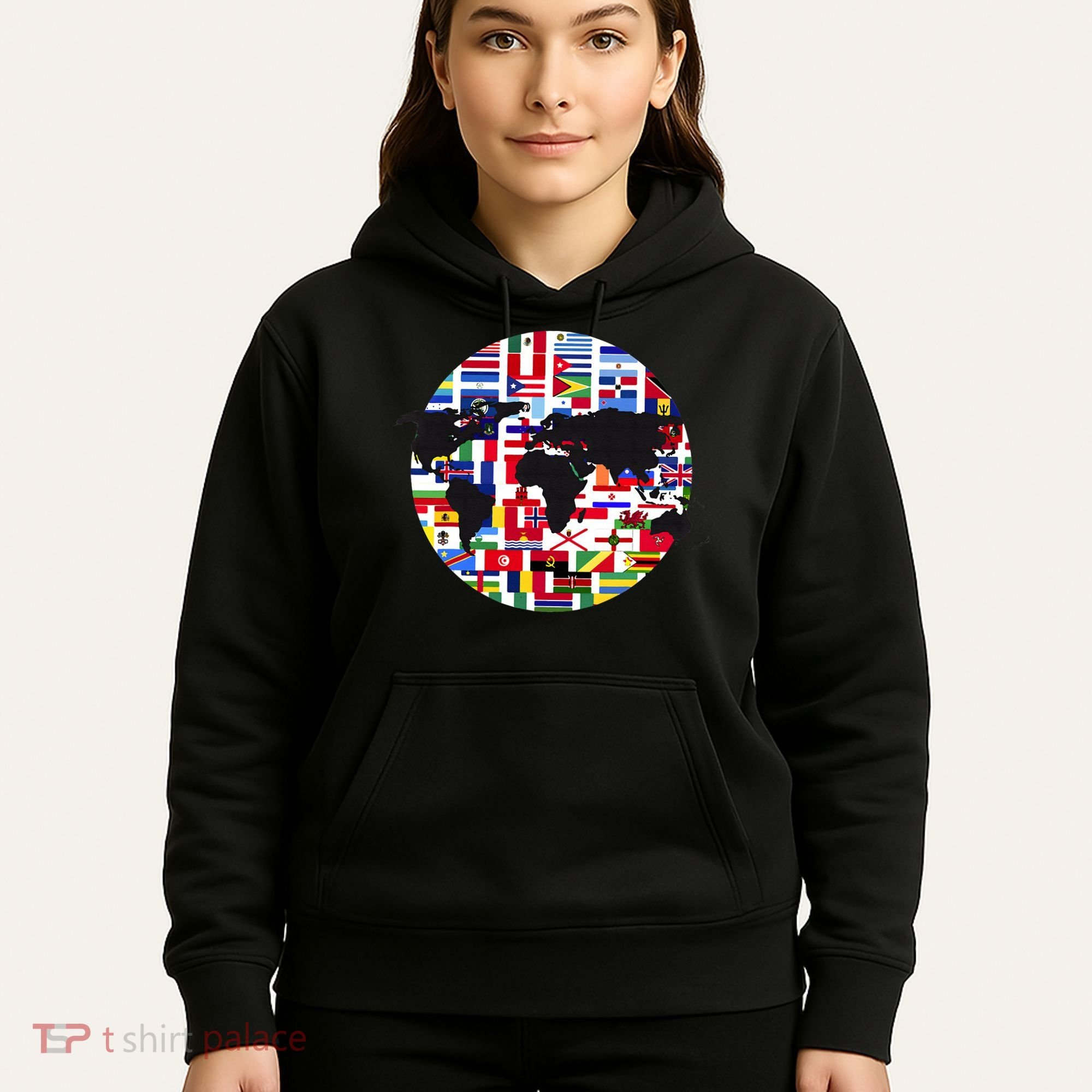 World Map International Country Flags Traveling World Flags Hoodie