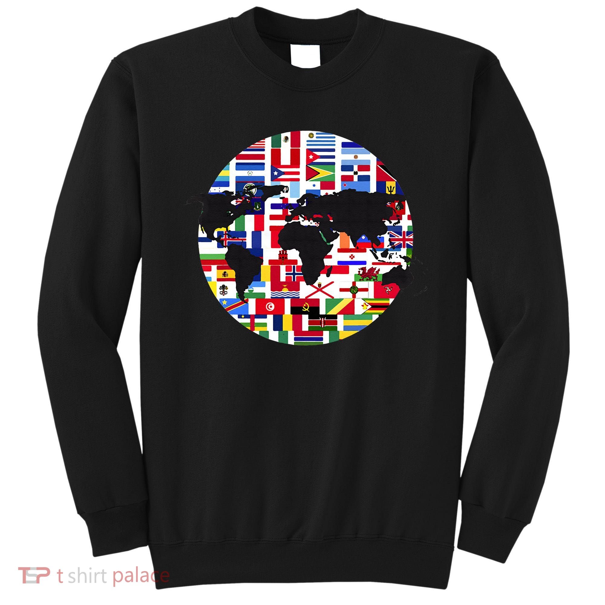 World Map International Country Flags Traveling World Flags Sweatshirt