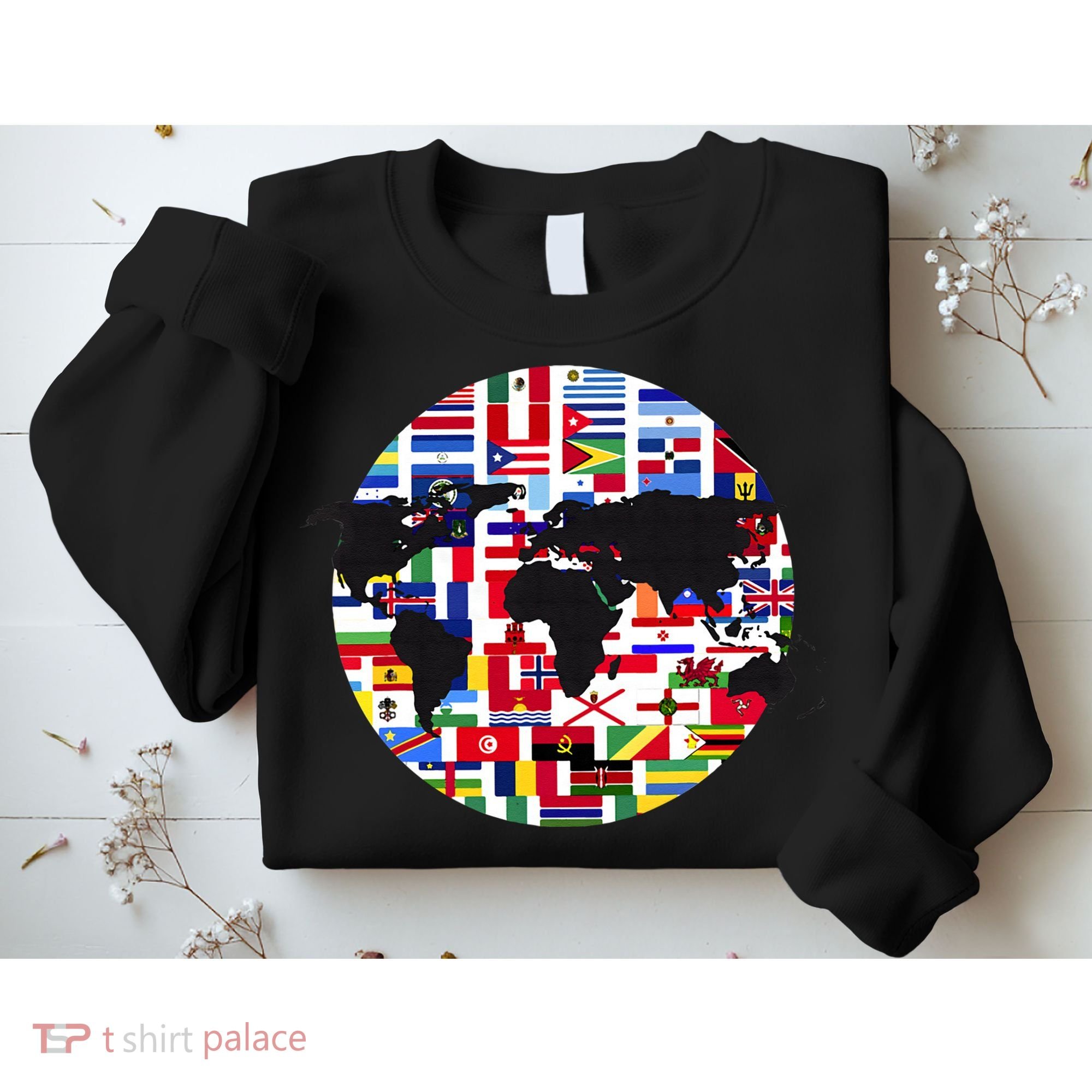 World Map International Country Flags Traveling World Flags Sweatshirt