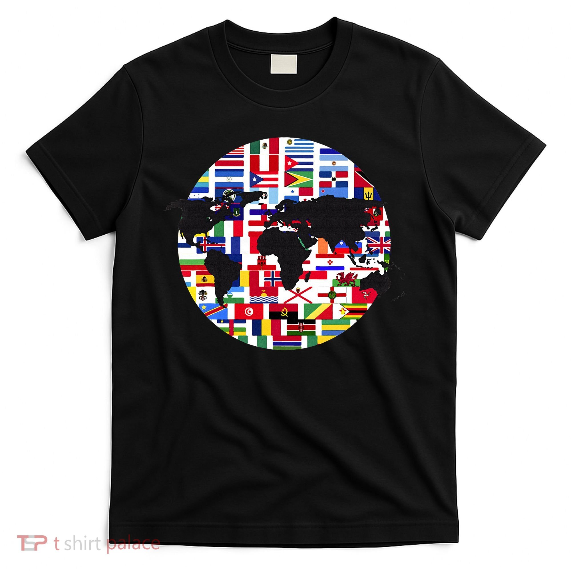 World Map International Country Flags Traveling World Flags T-Shirt