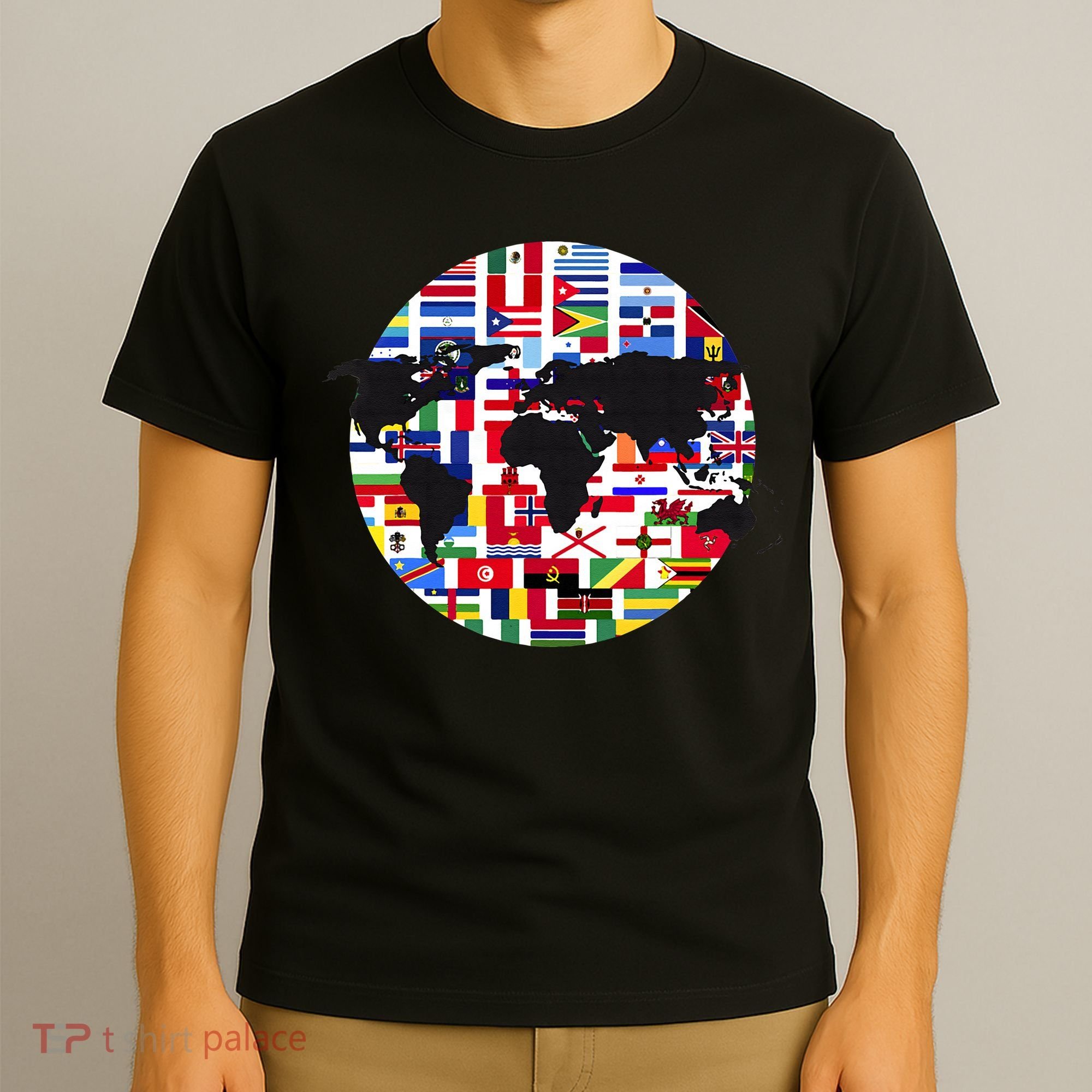 World Map International Country Flags Traveling World Flags T-Shirt