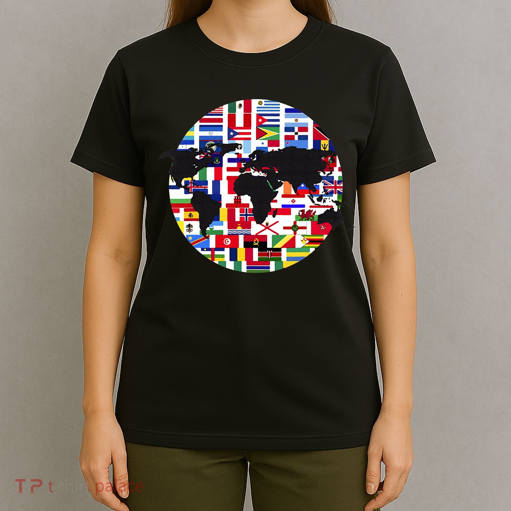 World Map International Country Flags Traveling World Flags T-Shirt