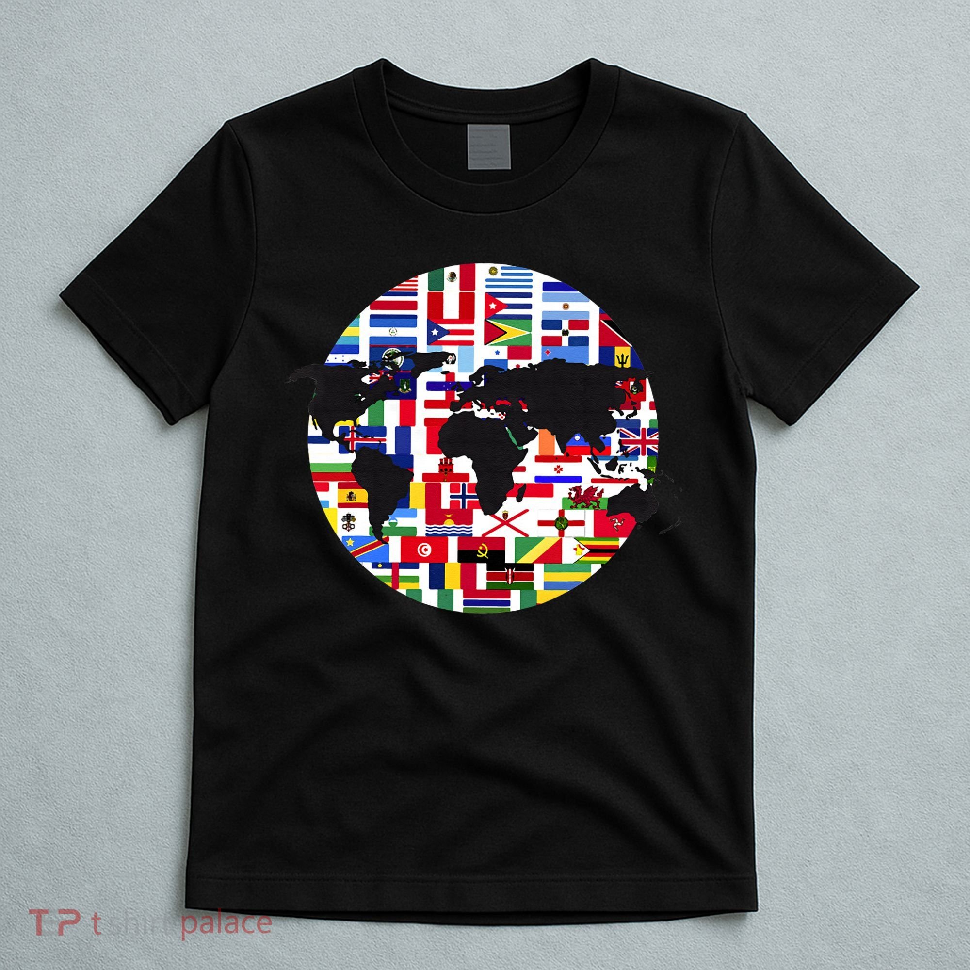 World Map International Country Flags Traveling World Flags T-Shirt