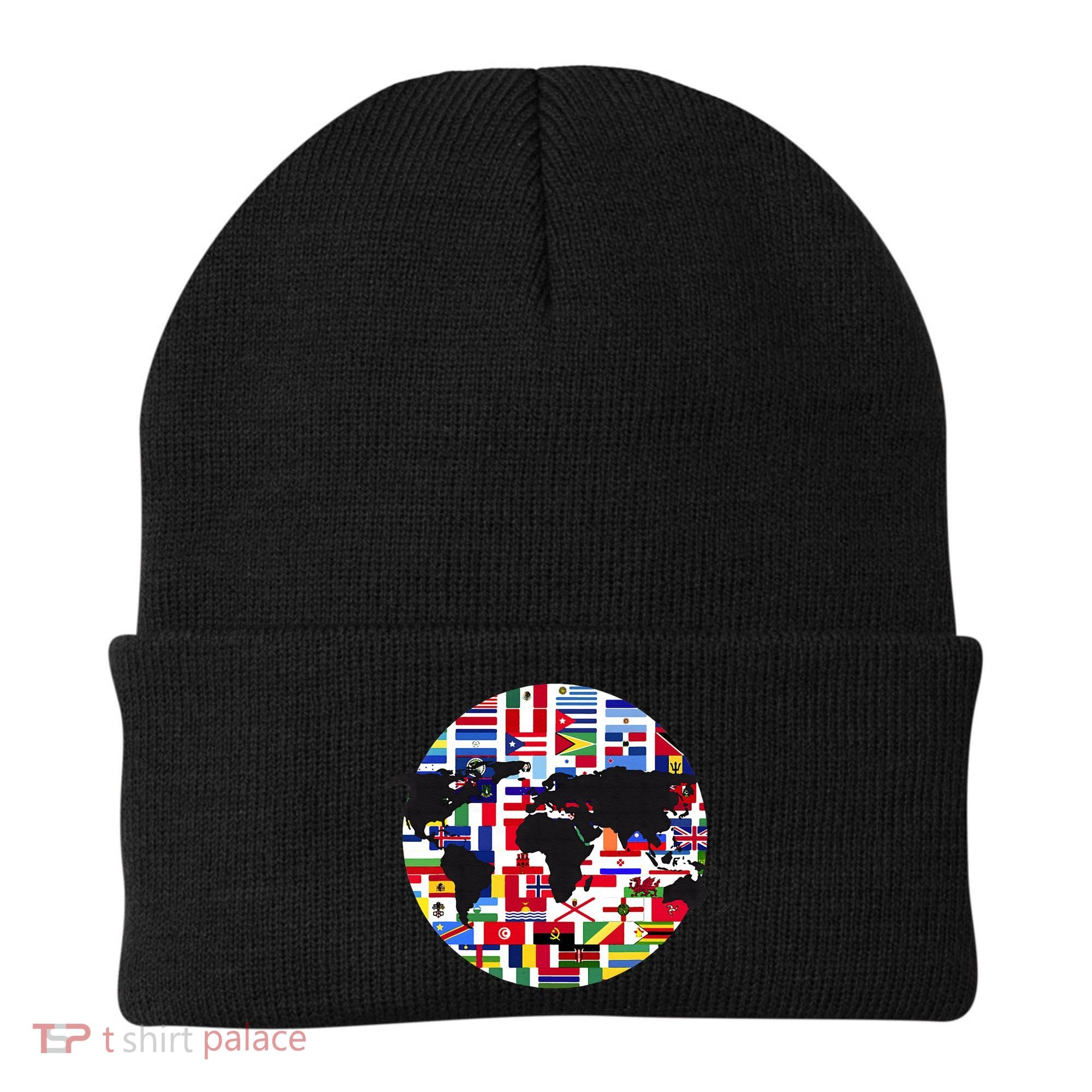 World Map International Country Flags Traveling World Flags Beanie
