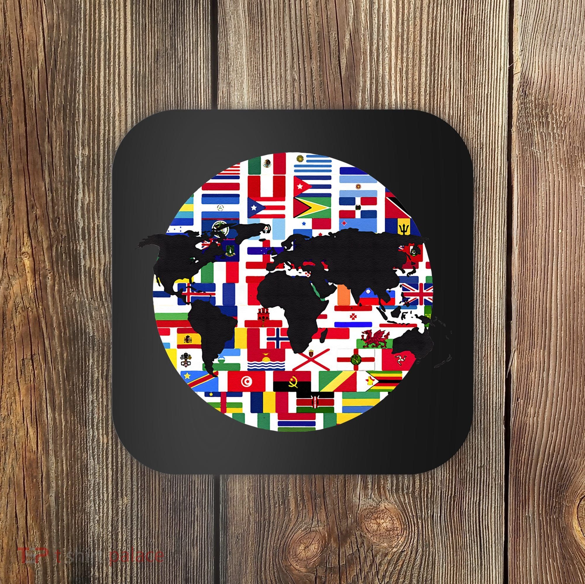 World Map International Country Flags Traveling World Flags Coaster