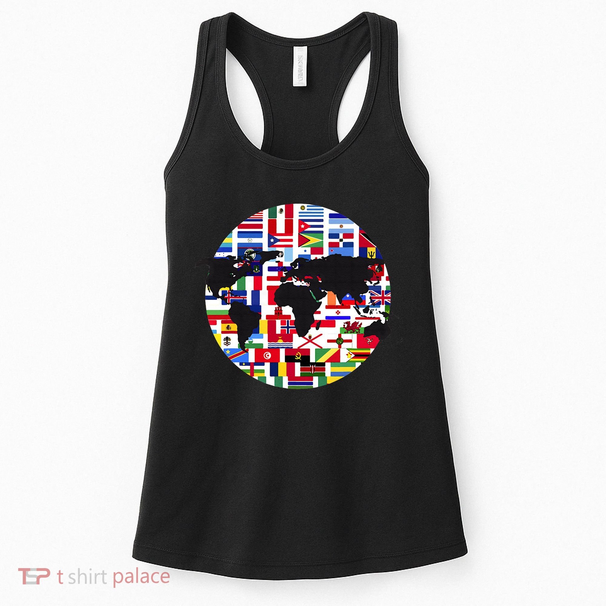 World Map International Country Flags Traveling World Flags Women's Tank Top