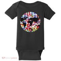 World Map International Country Flags Traveling World Flags Baby Bodysuit thumb 0