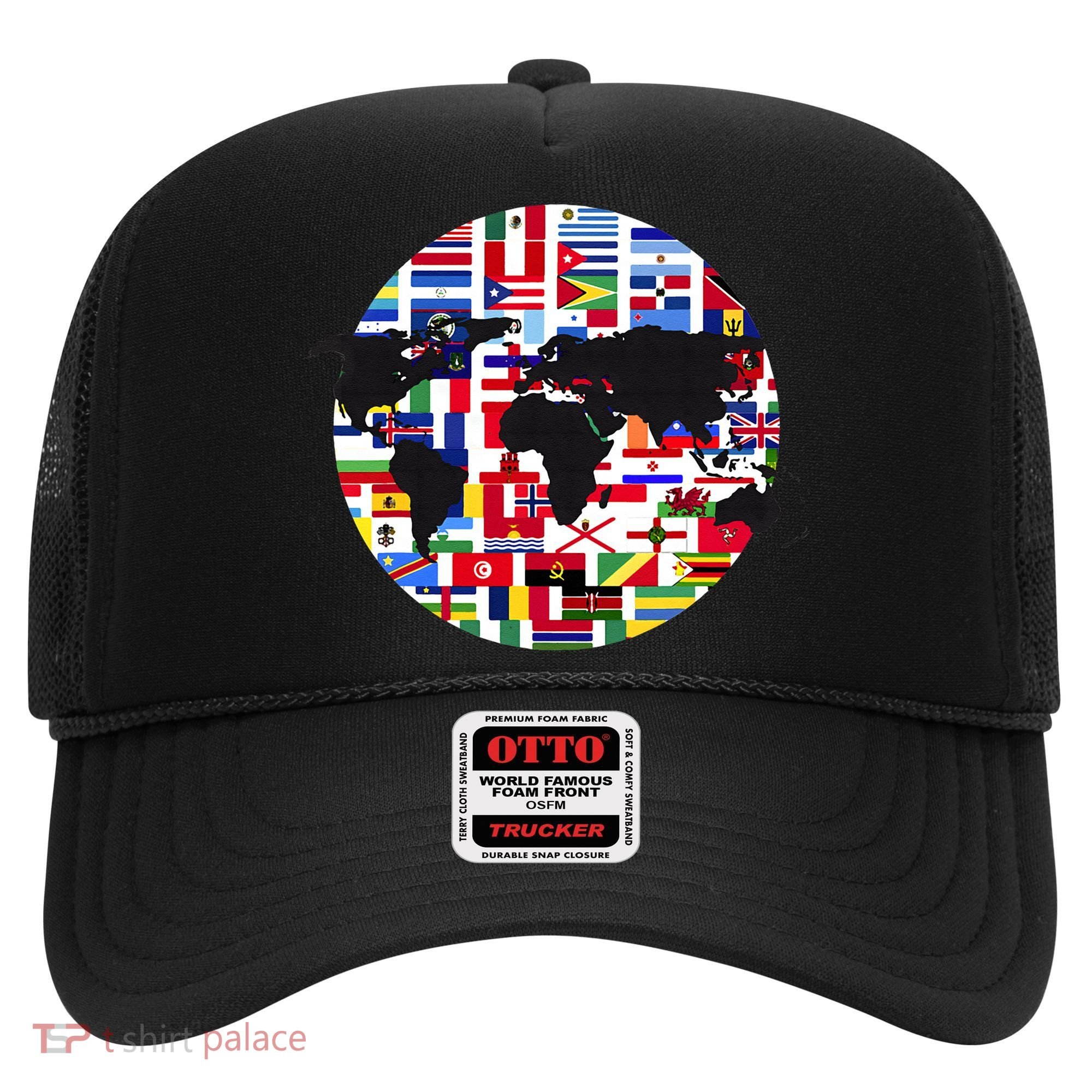 World Map International Country Flags Traveling World Flags Hat