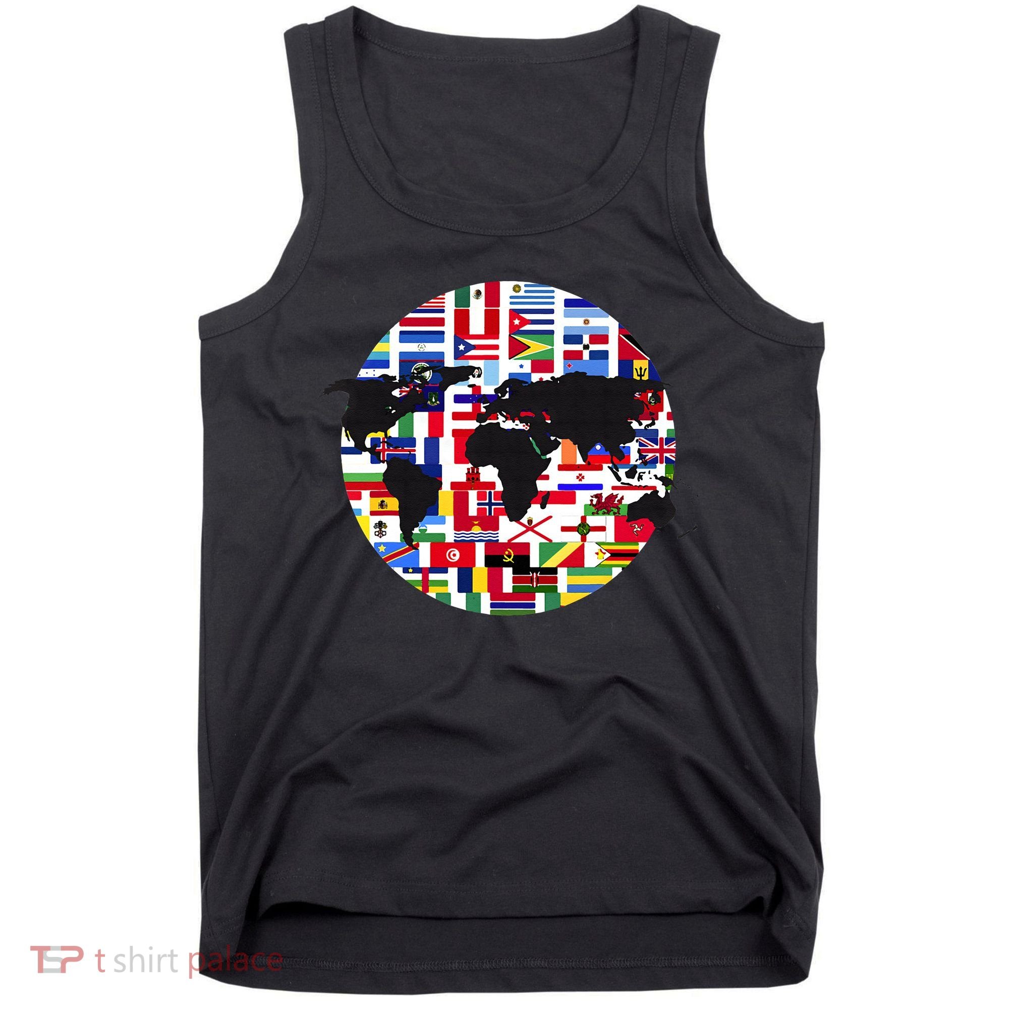 World Map International Country Flags Traveling World Flags Tank Top