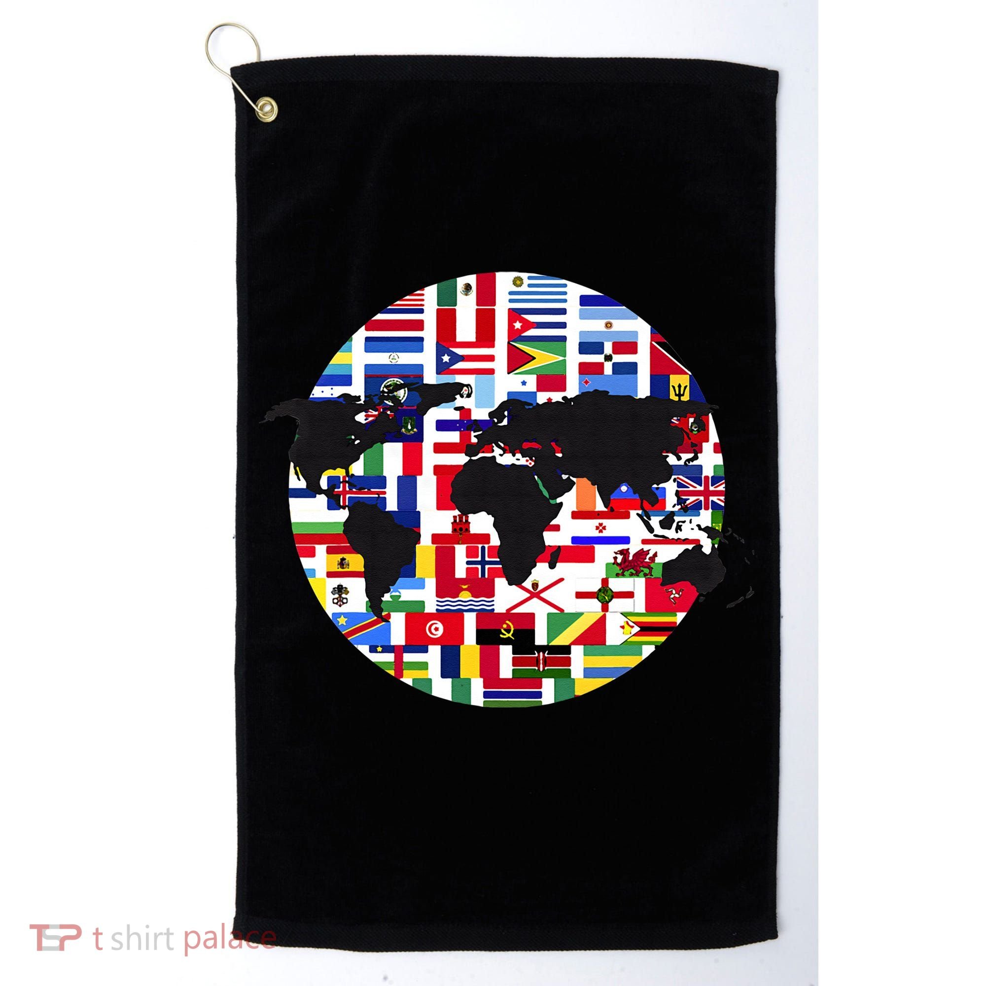 World Map International Country Flags Traveling World Flags Golf Towel