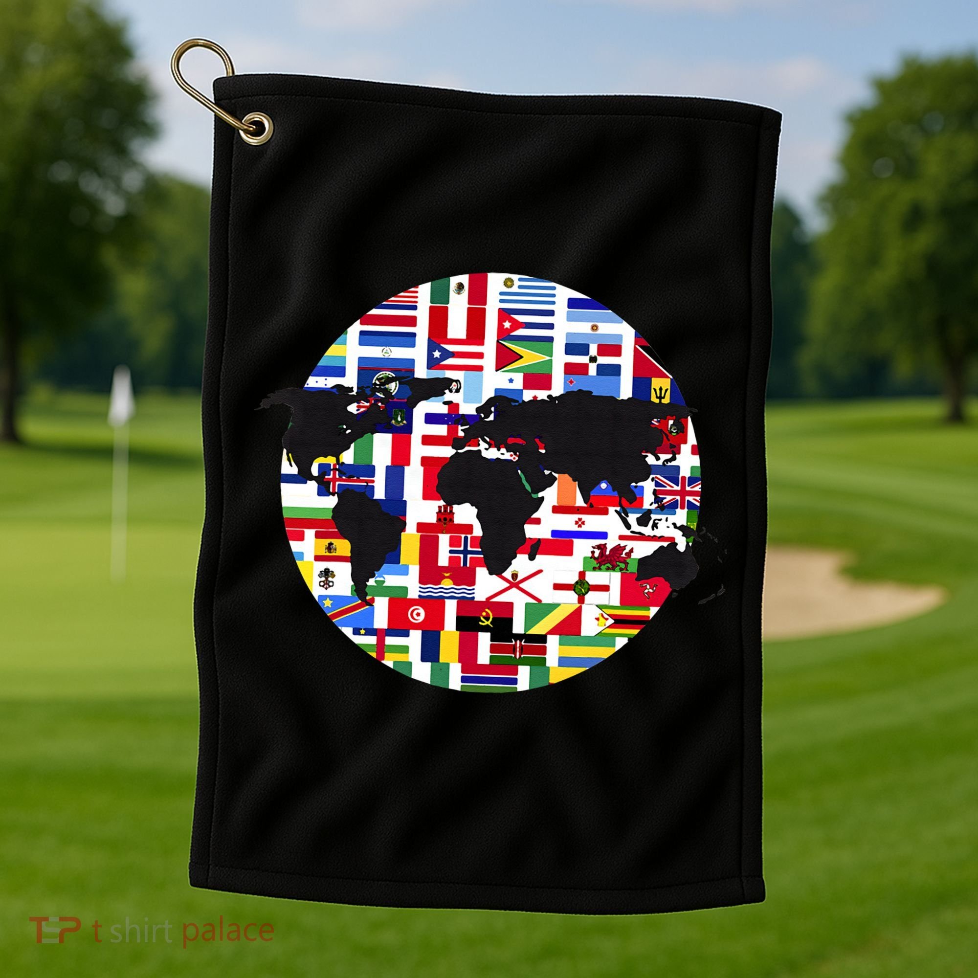 World Map International Country Flags Traveling World Flags Golf Towel