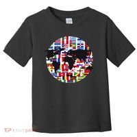 World Map International Country Flags Traveling World Flags Toddler T-Shirt thumb 0