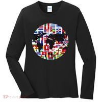 World Map International Country Flags Traveling World Flags Women's Long Sleeve Shirt thumb 0