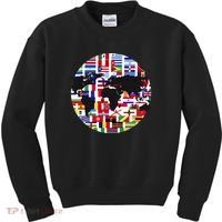 World Map International Country Flags Traveling World Flags Kids Sweatshirt thumb 0