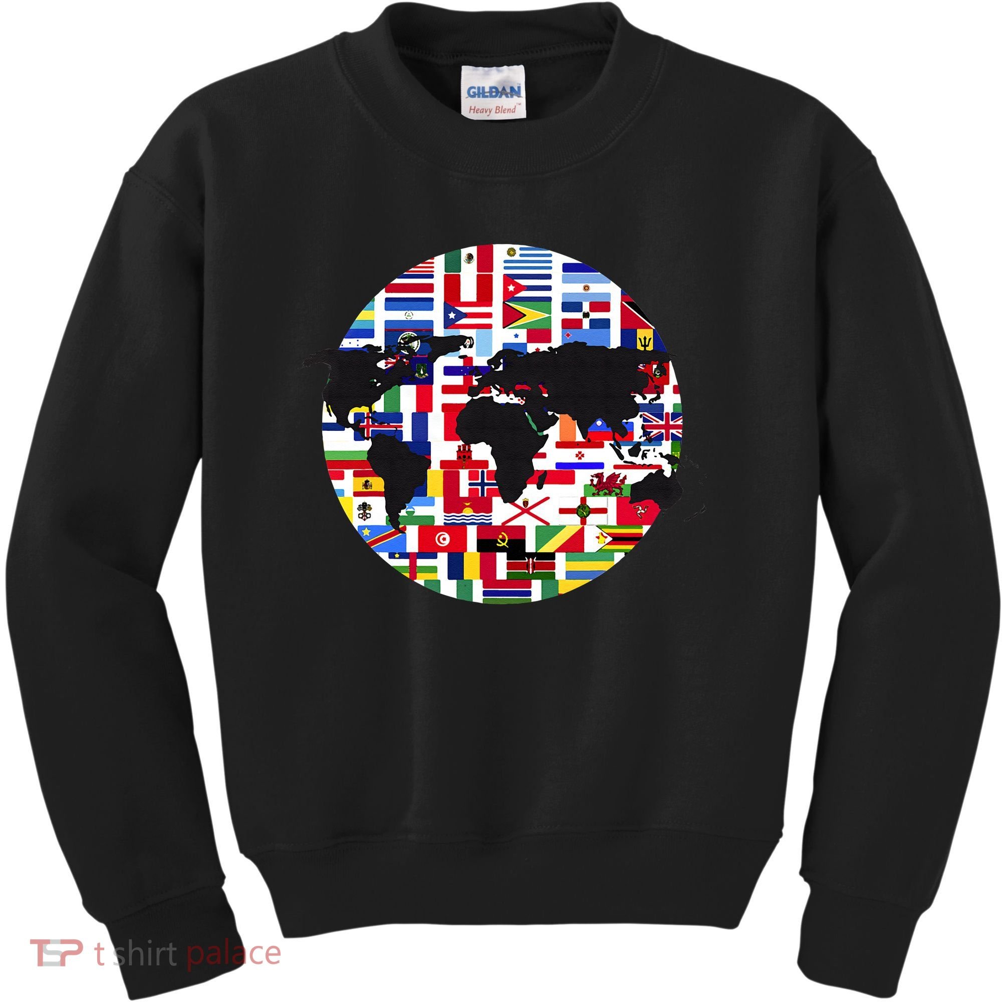 World Map International Country Flags Traveling World Flags Kids Sweatshirt